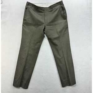 Santorelli Pants Mens 40 Green Wool Check ROMEO Dress Flat Front Italy F17T-13‎